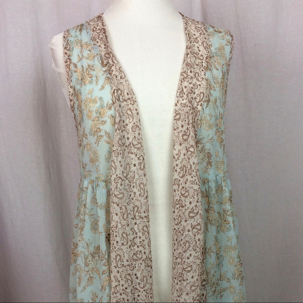 Band of Gypsies Drape Vest SHEER Floral S / M
